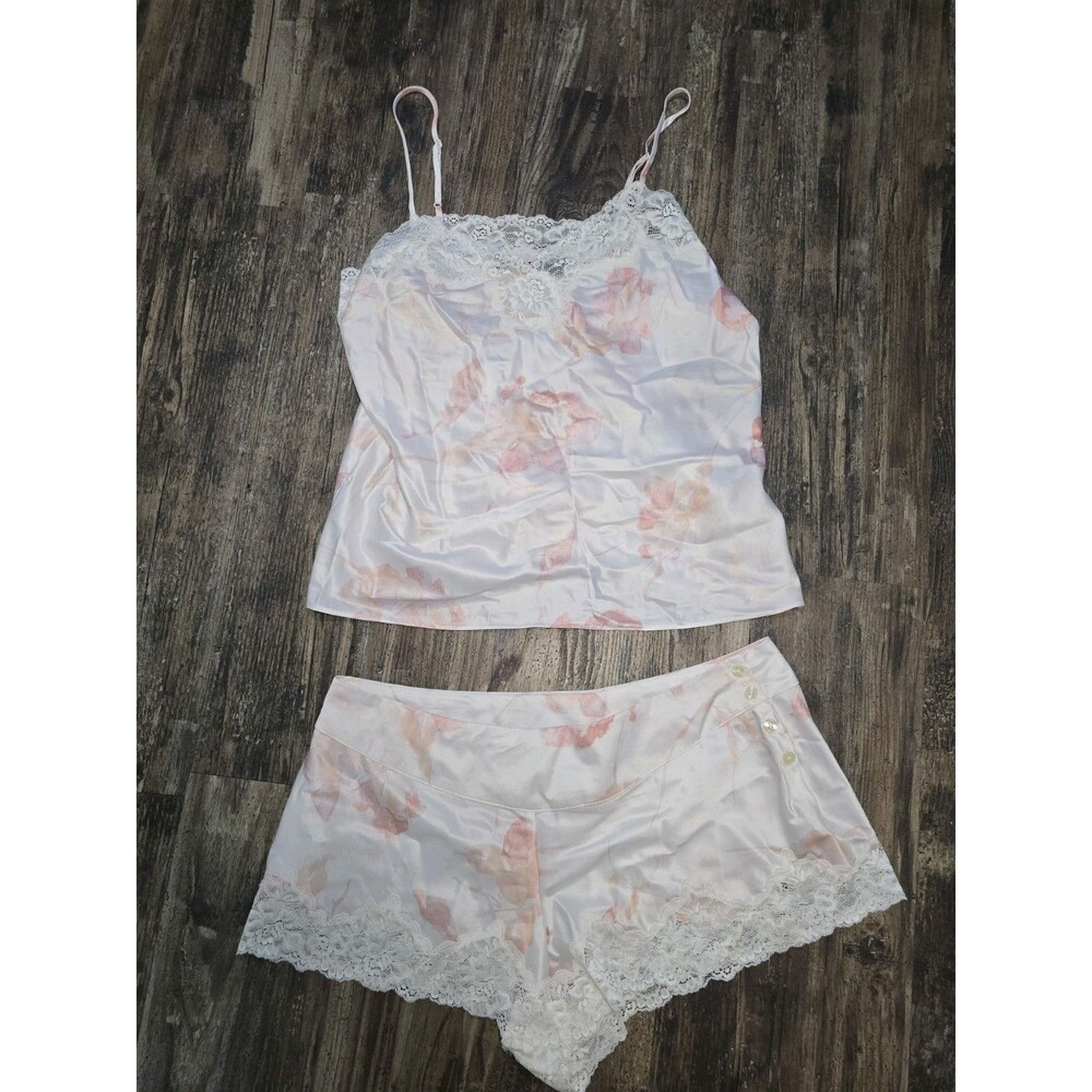Lauren Ralph Lauren Lace-Trimmed Satin Cami and Shorts Pink Floral XL
